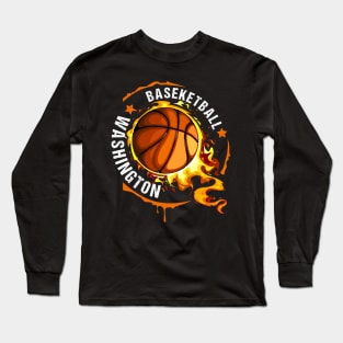 Graphic Basketball Name Washington Classic Styles Team Long Sleeve T-Shirt